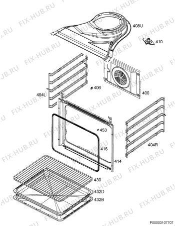 Взрыв-схема плиты (духовки) Aeg BEK63102ZM - Схема узла Oven